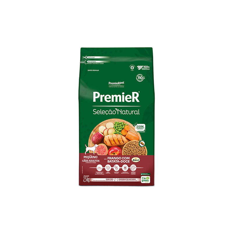 Ração Premier Seleção Natural para Cães Adultos Raças Pequenas Frango com Batata Doce