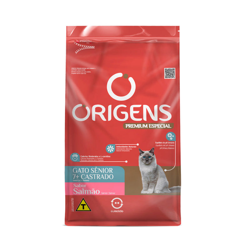 Ração Origens para Gatos Sênior 7+ Castrados Sabor Salmão