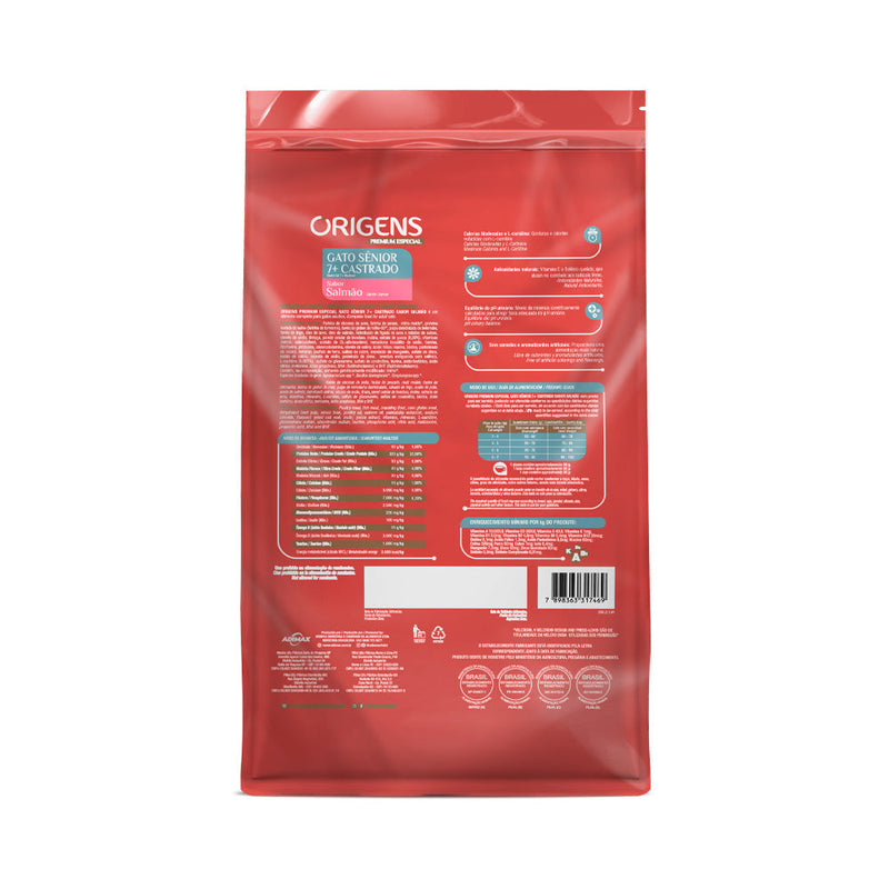 Ração Origens para Gatos Sênior 7+ Castrados Sabor Salmão